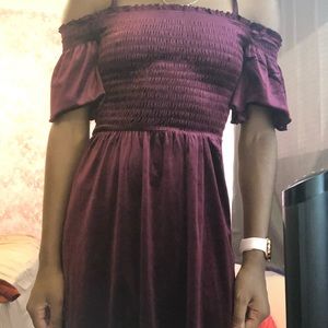 Crushed Velvet Maroon Dress